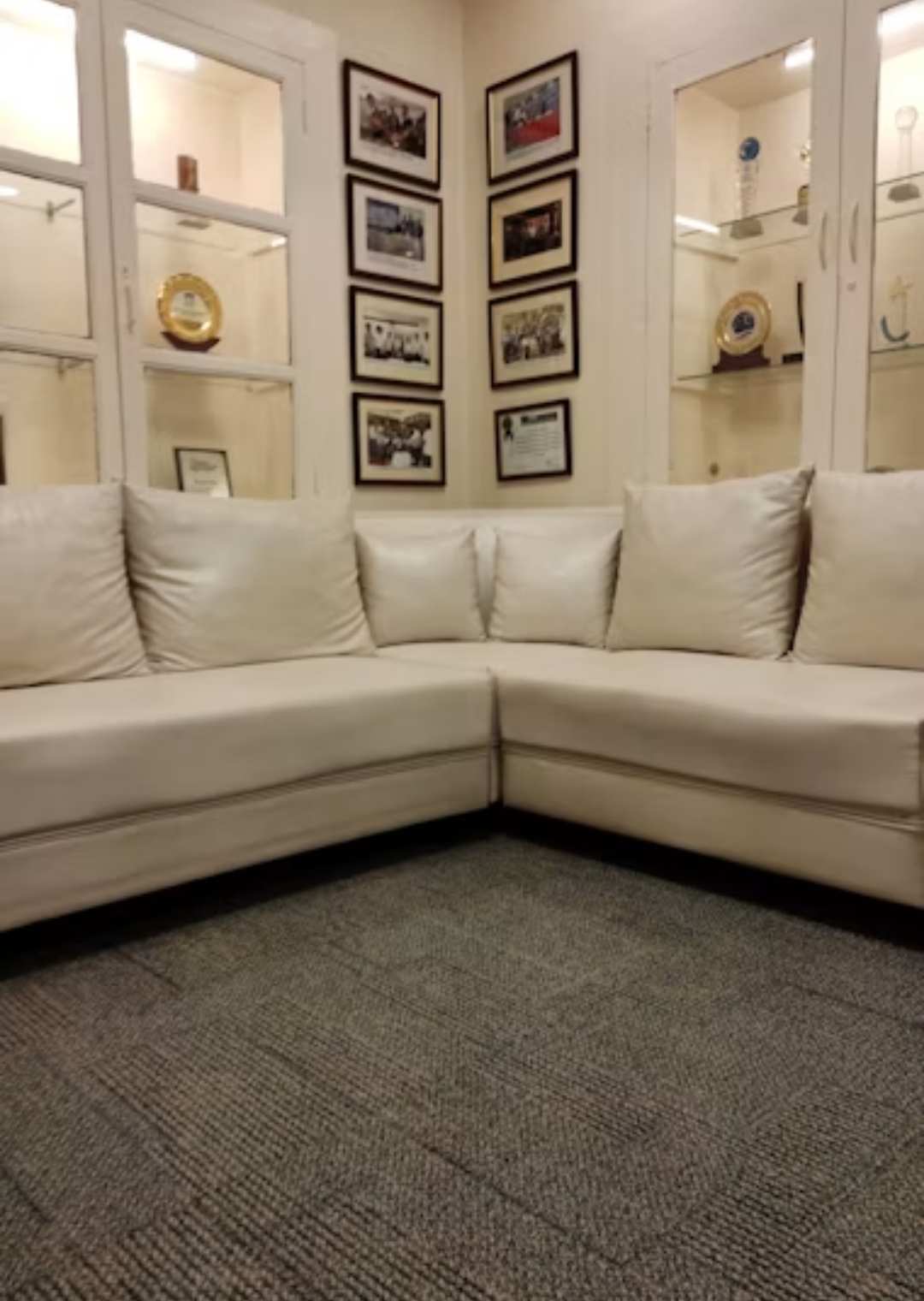 Oatmeal, beige, and brown undertones used to coordinate a rug with pillows