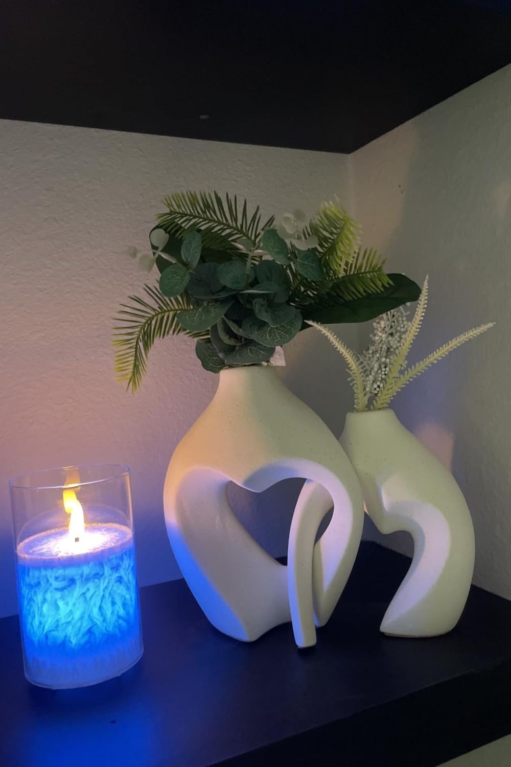White Ceramic Flower Vases (2)